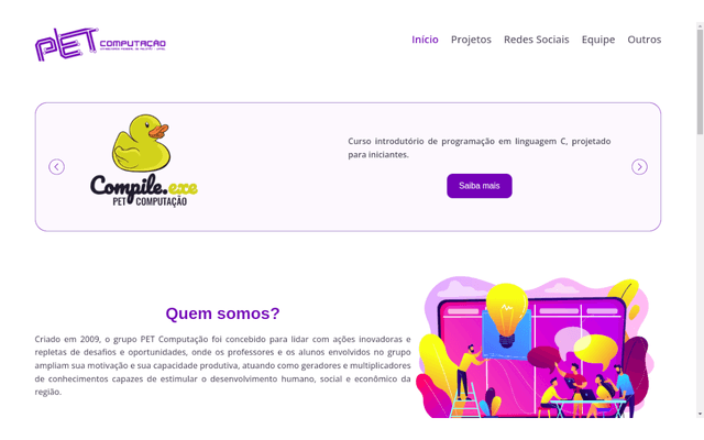 Screenshot of website PET Computação